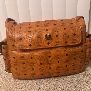 MCM Cognac Visetos Diaper Crossbody Bag